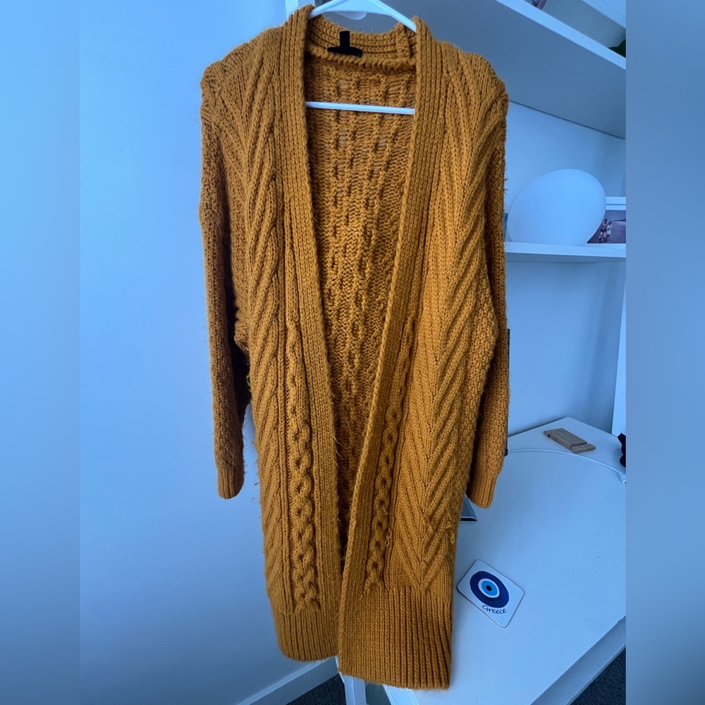 Topshop Orange Cable Knit Cardigan